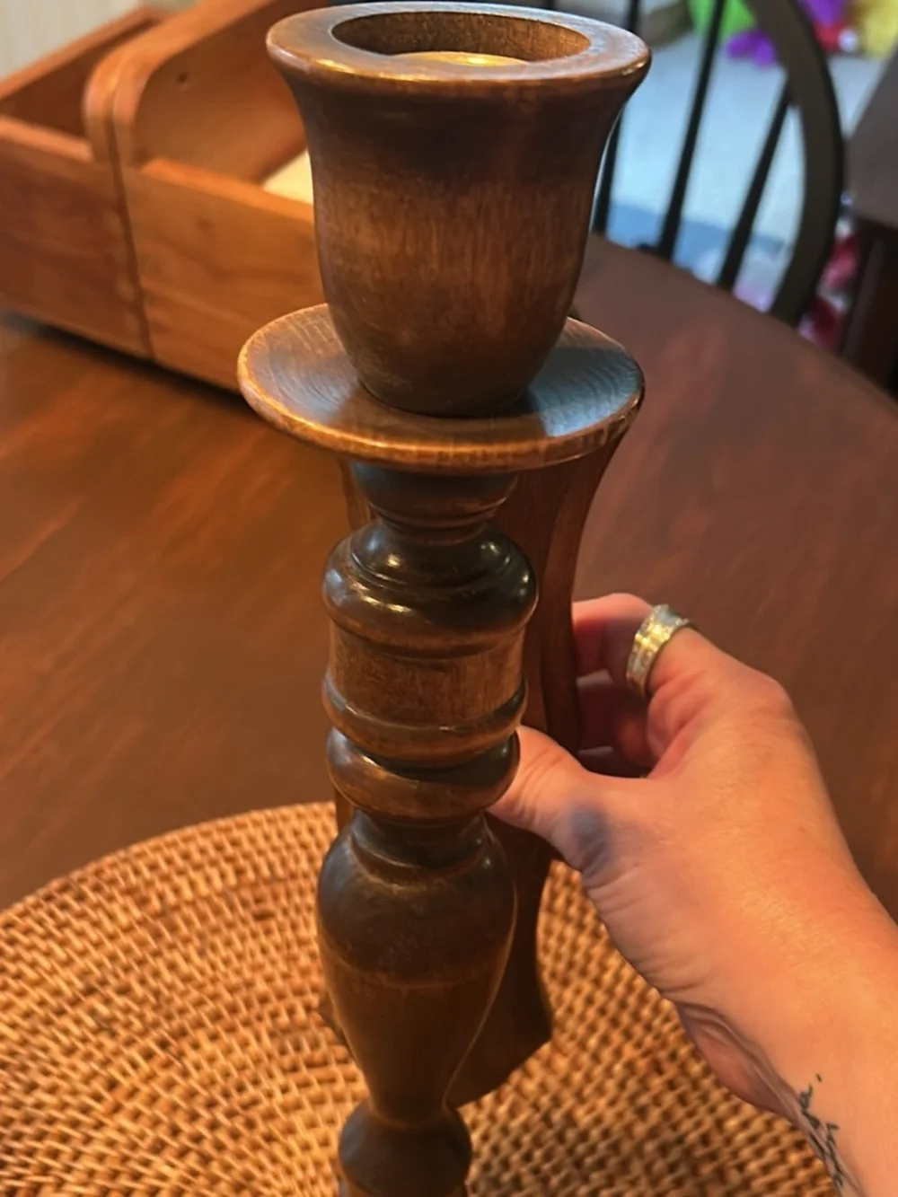 Wooden Wall Sconce Candle Holder in Brown